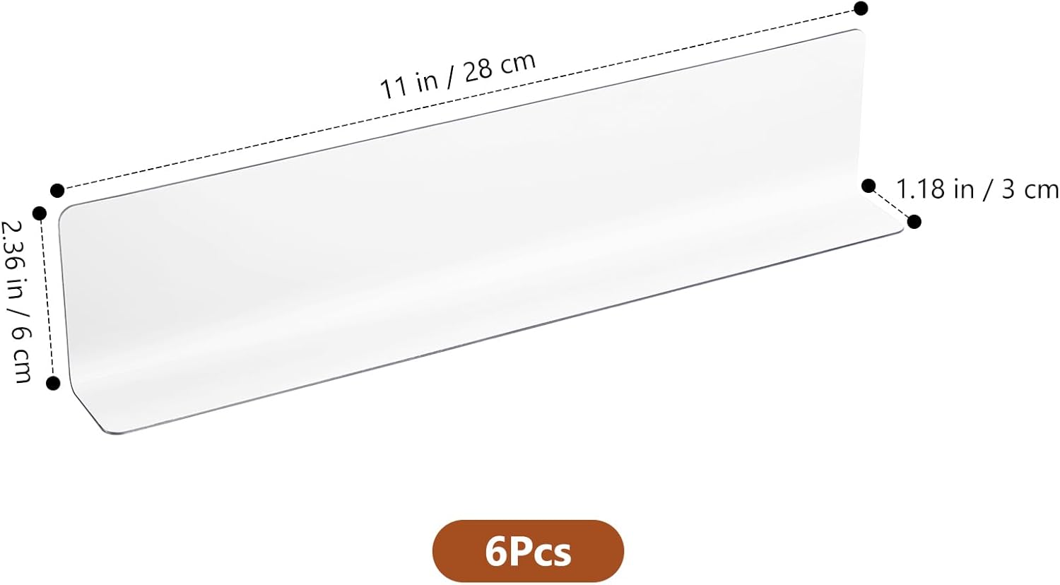 VOSAREA Plastic Shelf Dividers 6pcs Clear Acrylic L Shaped Separator Transparent Organizer Divider for Commodity Classification Cabinets Shelf Store 26cm
