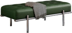 Modern Bed End Stool Light Luxury Shoe-Changing Bench Stainless Steel Long Leather Minimalist Bedside Entryway(Green,Small)
