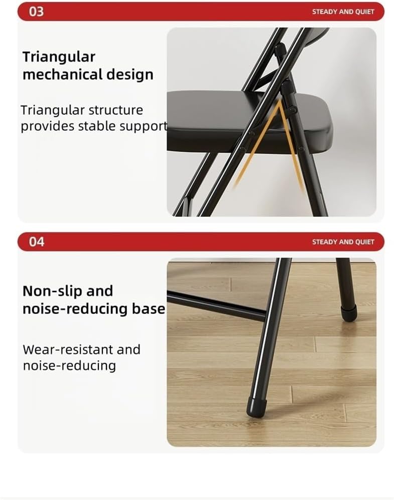 All-Steel Frame Folding Chair, Lightweight Single Chair, Metal Collapsible Chair, Stackable Chair for Bedroom, Living Room(Gray)