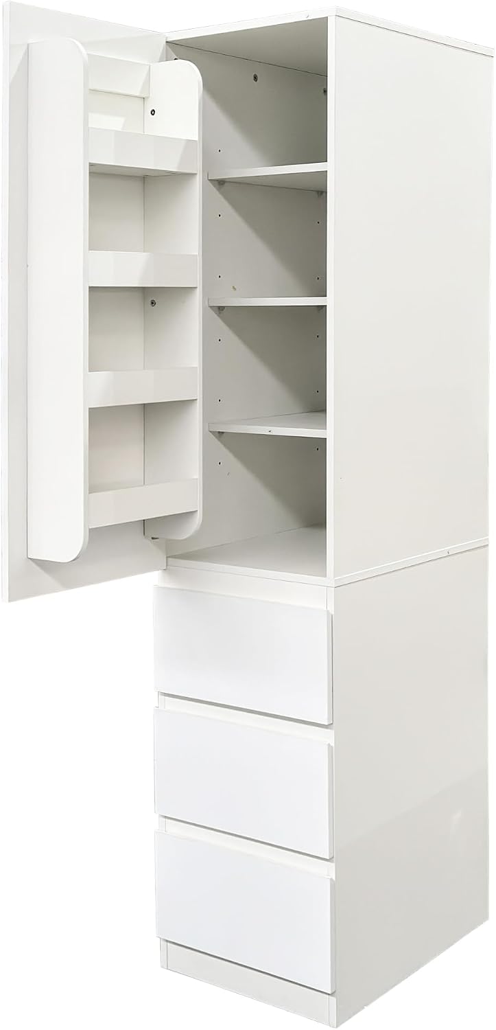71" Tall Kitchen Pantry Cabinet with Storage, Modern Kitchen Storage Cabinet with 3 Drawers and Cabinet Door Organzier, Kitchen Cupboard with Adjustable Shelves for Dining Room, White