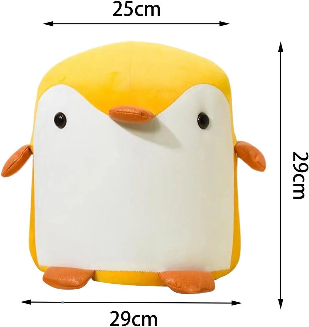 Penguin Footstool Footstool Ottoman Multifunctional Cartoon with Padded Seat Pouffe Footstool for Bedroom Entryway Home Children Kids, Yellow