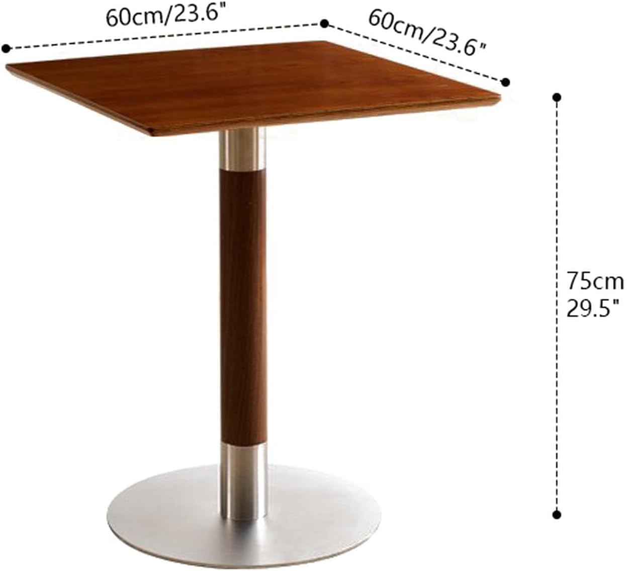 Wood Side Table, Modern Pedestal Accent Table Mid-Century Leisure Table for Home, Dining Room, Cafe(24" Square, Walnut)
