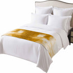 Orange Yellow Bed Runners for Queen Size Beds, Decorative Bed Throws for Foot of Beds, Luxury Bedding Protector Slipcover Abstract Modern Smear Art Geometric Paint Bedrunners & Scarves, 94"x20"