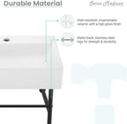 Claire 30" Console Sink White Basin Black Legs with 8" Widespread Holes