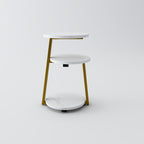 3-Tier Round End Table, Faux Marble Top Side Table with Sturdy Metal Legs, Modern Nightstand for Living Room, Bedroom, Small Spaces (Golden)