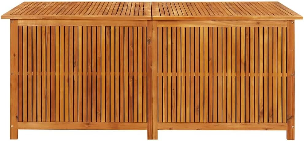 Solid Acacia Wood Patio Storage Box 68.9x31.5x29.5 Inch with Waterproof Bag, Gas-Lift Lid Bench for Garden Cushions and Tools