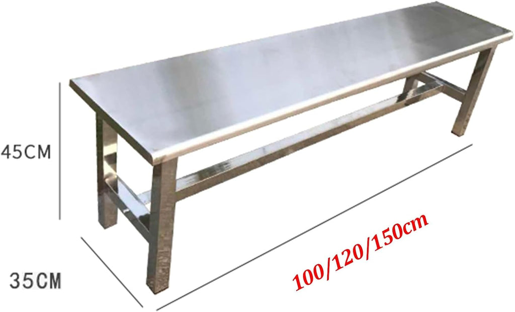 Stainless Steel Outdoor Patio Bench, All-Weather Porch Backless Garden Benches Chair with Rounded Corners, 660 Lbs Load-Bearing Capacity, for Patio, Park, Commercial Use(L-150CM)