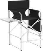 Makeup Chair for Makeup Artist 41'',Tall Directors Chairs Foldable with Side Table Cup Holder Storage Bag and Footrest, Folding Chair Makeup Chair for Clients 400lbs Capacity
