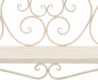 Garden Bench Antique White Metal 52 in Width Decorative Inlays,Sturdy Metal Garden Bench with Vintage Scroll Design, WeatherResistant and for Outdoor Use Patio Furniture