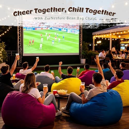 ZurNesfure Bean Bag Chairs for Adults 3FT Large Bean Bag Chair Memory Foam Filled Lazy Sofa with Removable Washable Cover Beanbag for Living Room Bedroom Dorm (Blue, Medium)