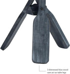 MAKLAINE Distressed Wood Coastal Side Table, Canoe Paddle Tripod Base, Beveled Gray Finish, 22 in Round Rubberwood Top, Nautical Style Accent Table for Living Room, Lake or Beach Home Decor