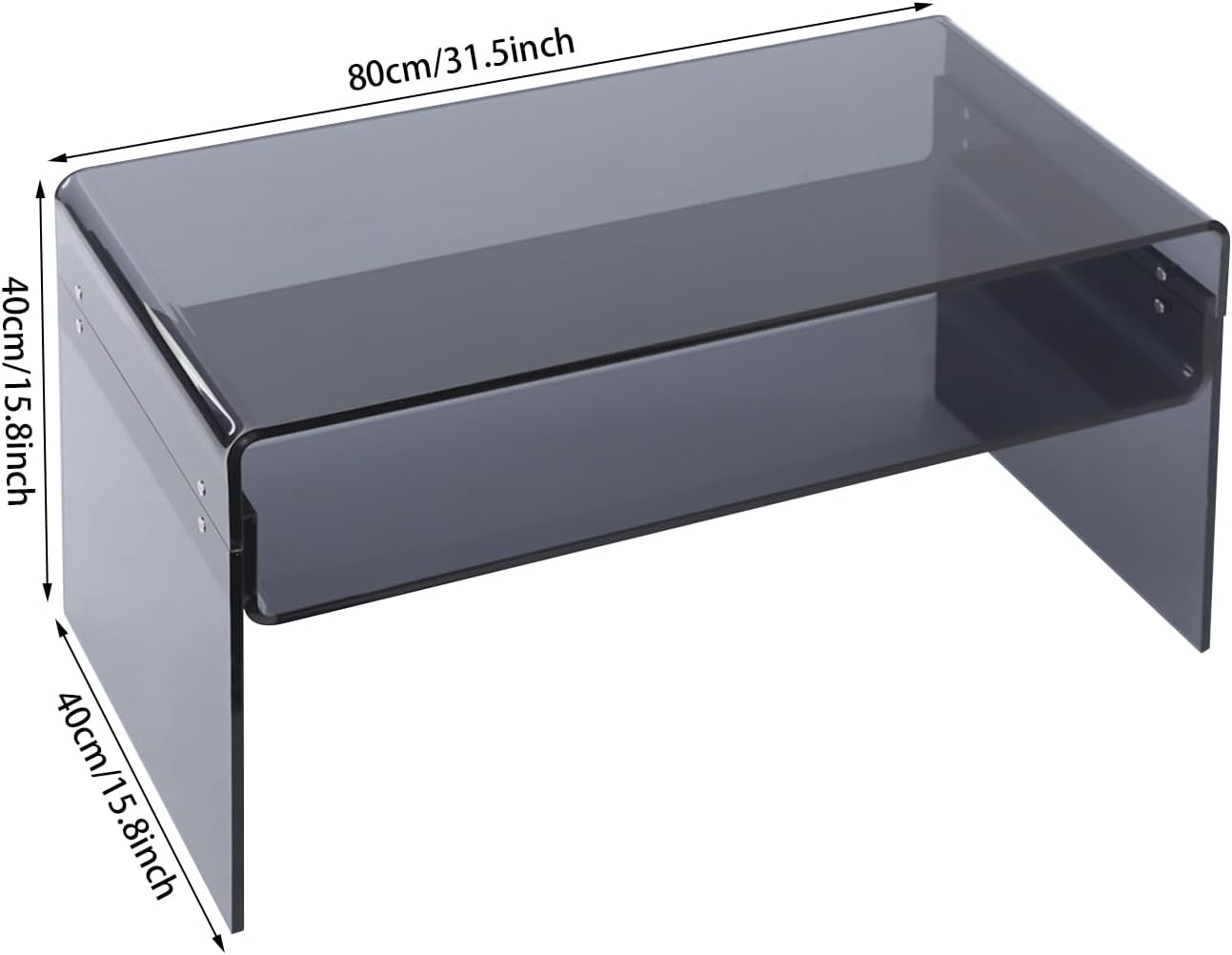 Acrylic Side Table 2-Tier - Modern Rectangular Open Storage Coffee Table, Clear Rectangle Side Table Furniture for Home Office Reception and Bedroom
