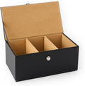 Premium Tea Box Organizer - Elegant Tea Bag Storage Container with 60 Tea Bag Holder Capacity - Vegan Leather Exterior and Velvet Fabric Interior - Black