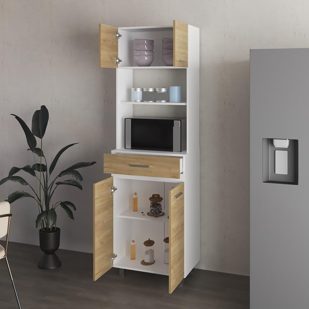 Pantry Cabinet with Storage Drawer, Microwave Locker for Kitchen Hallway, Modern Storage Solution,for Kitchen Home