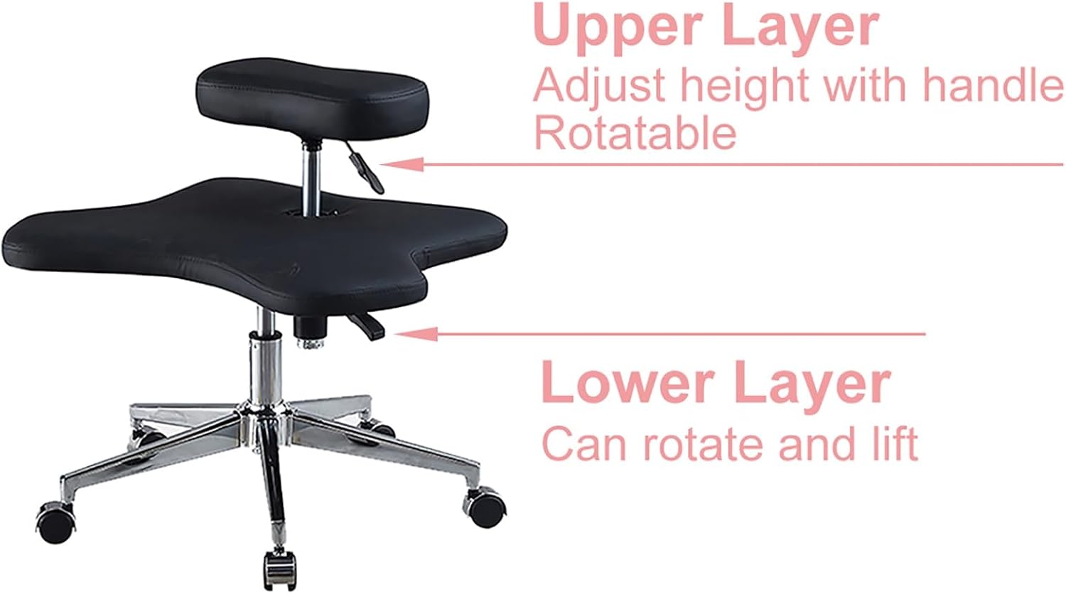 Ergonomic Kneeling Chair with Wheels Height Adjustable Home Office Desk Chair for Meditation Cross Legged Chair for Improved Posture One Size Fits All