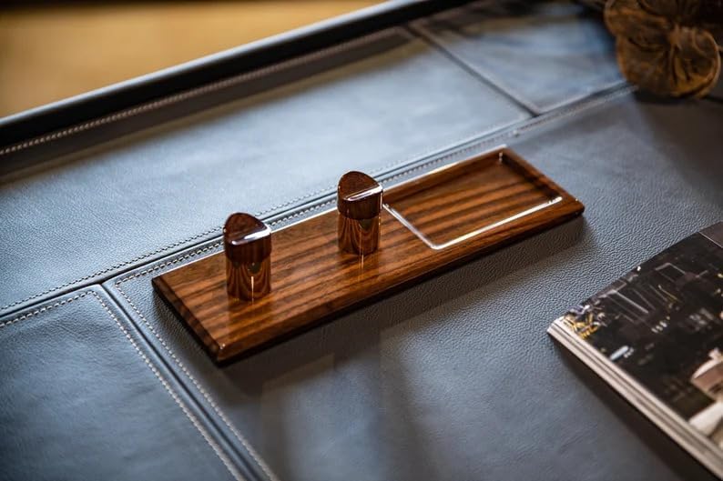 Wood Fountain Pen Rest with Ink Division: Desk Organizer