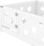 Twin Size Floor Bed with Heightened Safety Guardrails and Door, Solid Wood Bede with Rails for Girls, Boys, Teens, Child Bedroom, Playroom, No Slats Included, White