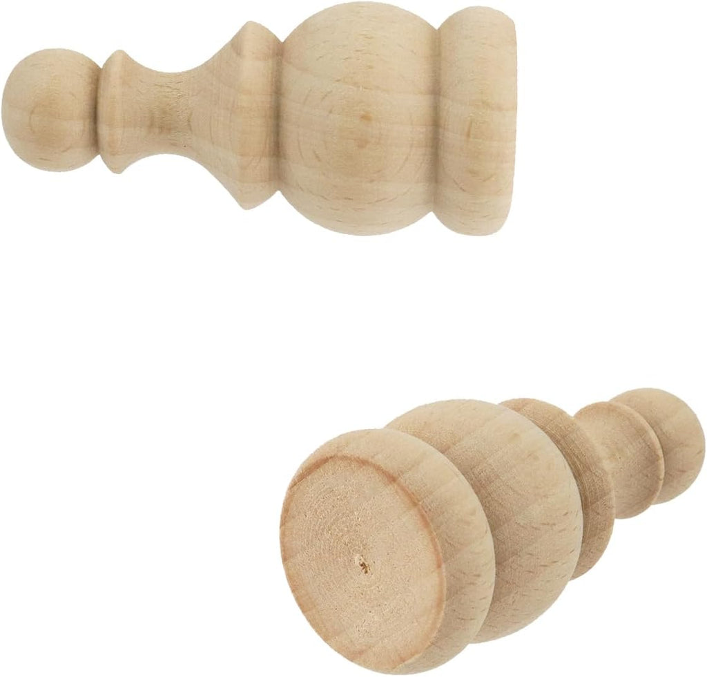 6 Pcs Decorative Wood Finials Unfinished Wood Craft Finials for DIY Projects Home Decor Staircase Woodworking Furniture Bed Post Finial, 1.4x3.0 Inch