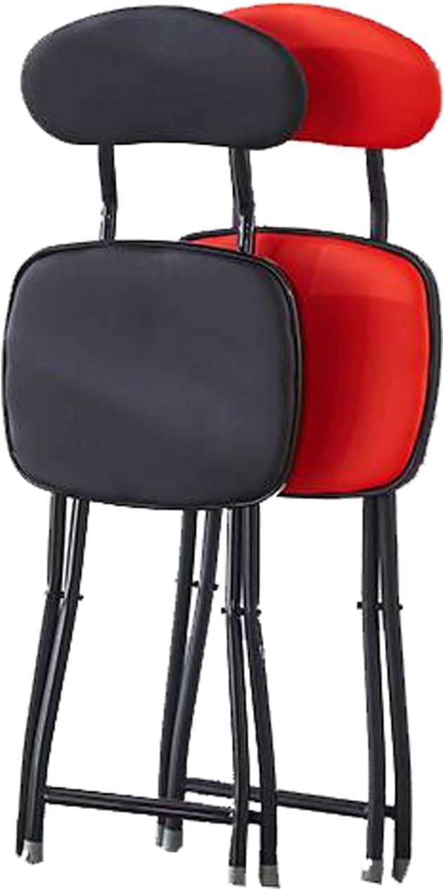 Folding Chair with High Backrest – Comfortable Support for Home Office & Small Space Living,Metal Lobby Folding Stools - 1 Pack(Black)