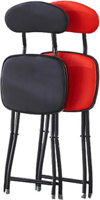 Folding Chair with High Backrest – Comfortable Support for Home Office & Small Space Living,Metal Lobby Folding Stools - 1 Pack(Black)