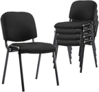 Stackable Office Guest Chairs, Reception Waiting Room Chairs with Padded Seat & Back, Armless No Wheels Conference Chairs for Training, Meeting, Lobby, Set of 5, Black Mesh Fabric