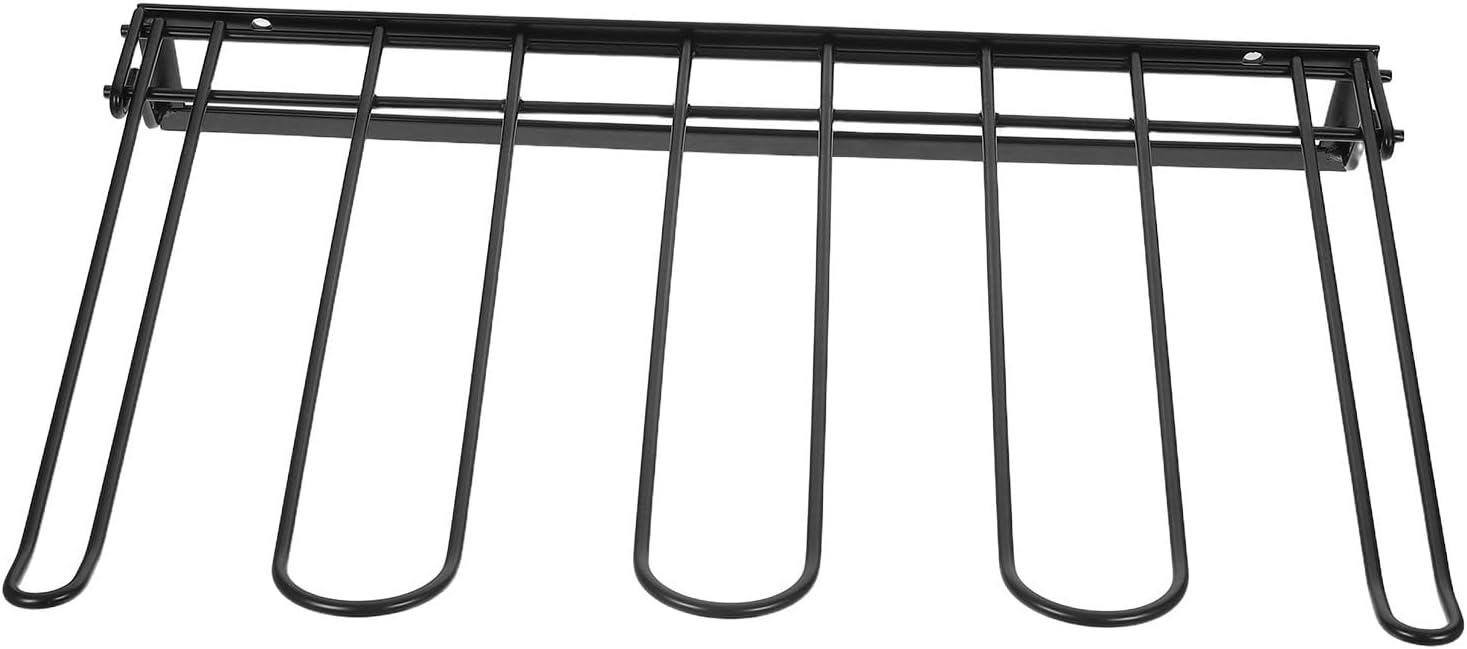MAGICLULU Foldable Wall Mounted Hanging Shoe Rack for 2 Pairs Tall Boots and Cowboy Boots Black Iron with No Drill Easy Installation Space Saving Shoe Storage Organizer for Entryway