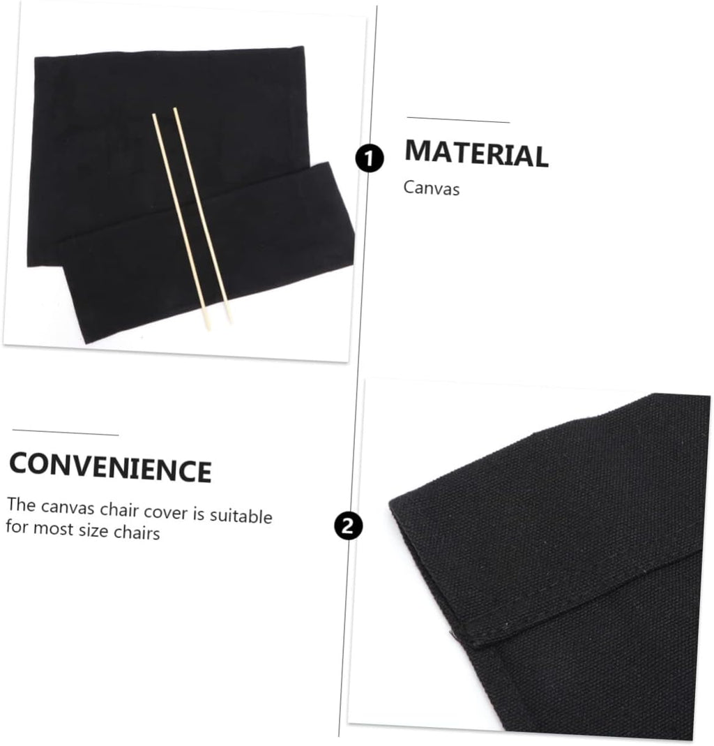 BESPORTBLE 1Set Replacement Cover Canvas, Black Casual Directors Chair Cover Kit Replacement Canvas Seat and Back with Wood Stick for Home Director Chair
