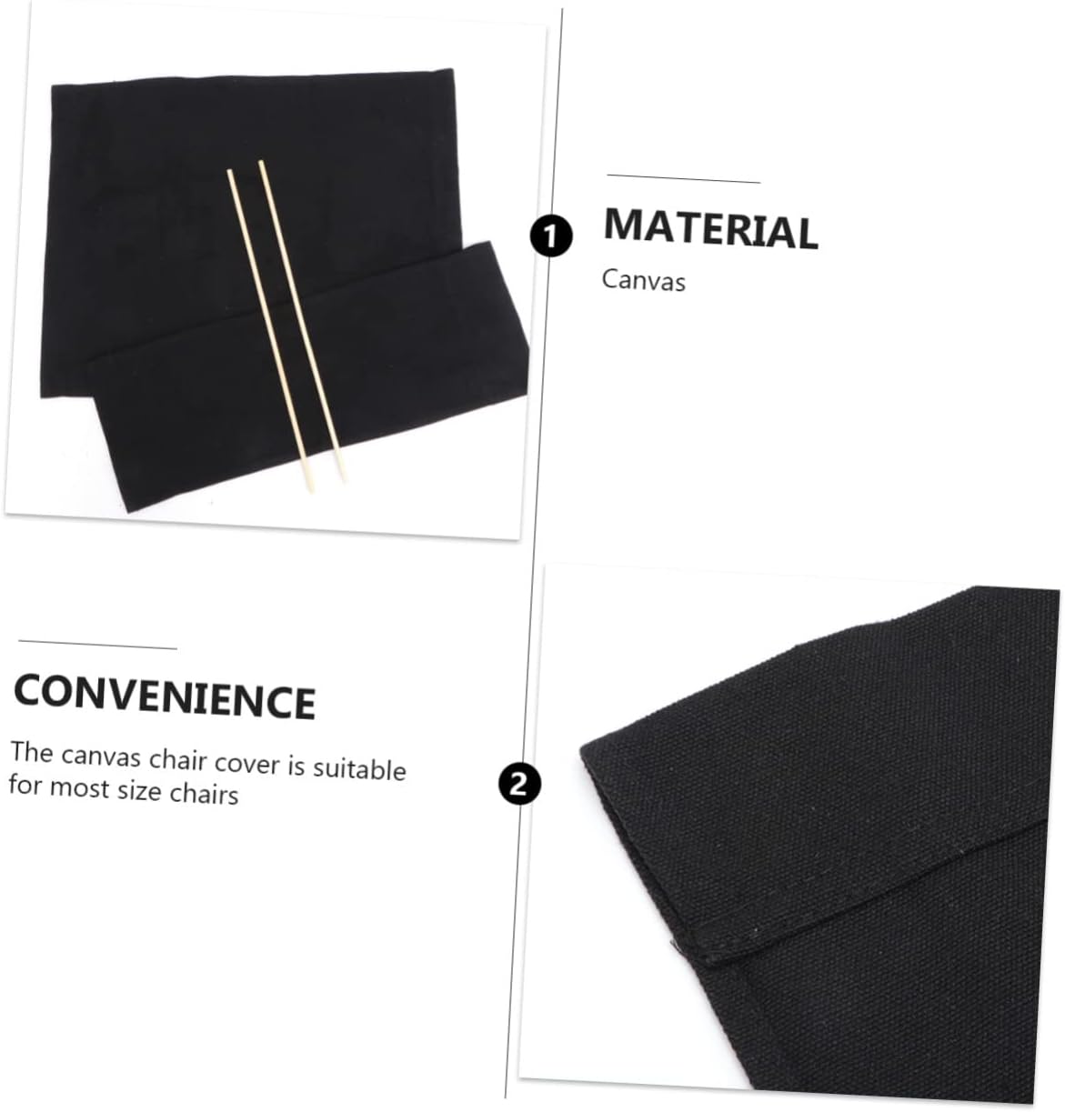 BESPORTBLE 1Set Replacement Cover Canvas, Black Casual Directors Chair Cover Kit Replacement Canvas Seat and Back with Wood Stick for Home Director Chair