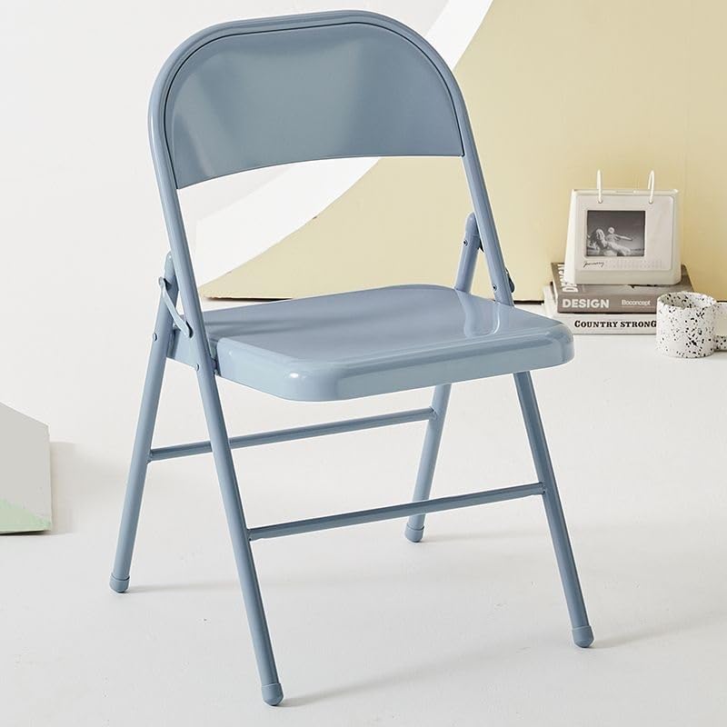 Folding Chair with Padded Curved Backrest Portable Folding Chair for Home Office Parties Lightweight Easy Storage(Blue1)