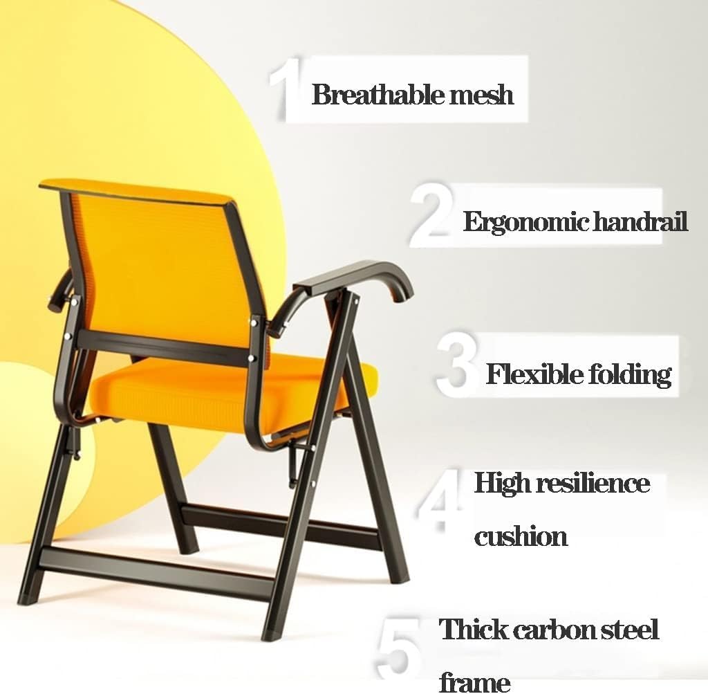 Ergonomic Upholstered Conference Chair with Folding Nesting Design and Padded Fabric Seat for Office(Blue)