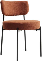Brown Boucle Dining Chairs Set of 4, Modern Dining Room Chair with Larger Curved Backrest & Sturdy Metal Legs, Sturdy Construction Round Upholstered Dining Chairs for Kitchen, Living Room
