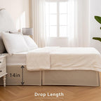 MIYE Pleated Waffle Weave Bed Skirt, Tailored Dust Ruffle 14 Inch Drop Easy Fit, Machine Washable,No Split Corners (Beige, King - 14" Drop)