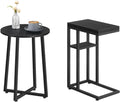 HOOBRO Side Table, Round End Accent Table with Sturdy Metal Pedestal, C Shaped Side Table with Storage Shelf, Small Snack Table BB95BZ01-BK29SF01