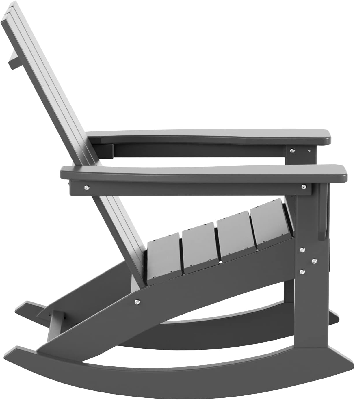 HDPE Shoreside Modern Rocking Poly Adirondack Chair,Gray