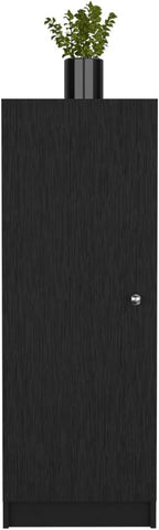 Kitchen Pantry 47" H, One Door Cabinet, Four Interior Shelves, Black ﻿,for Kitchen