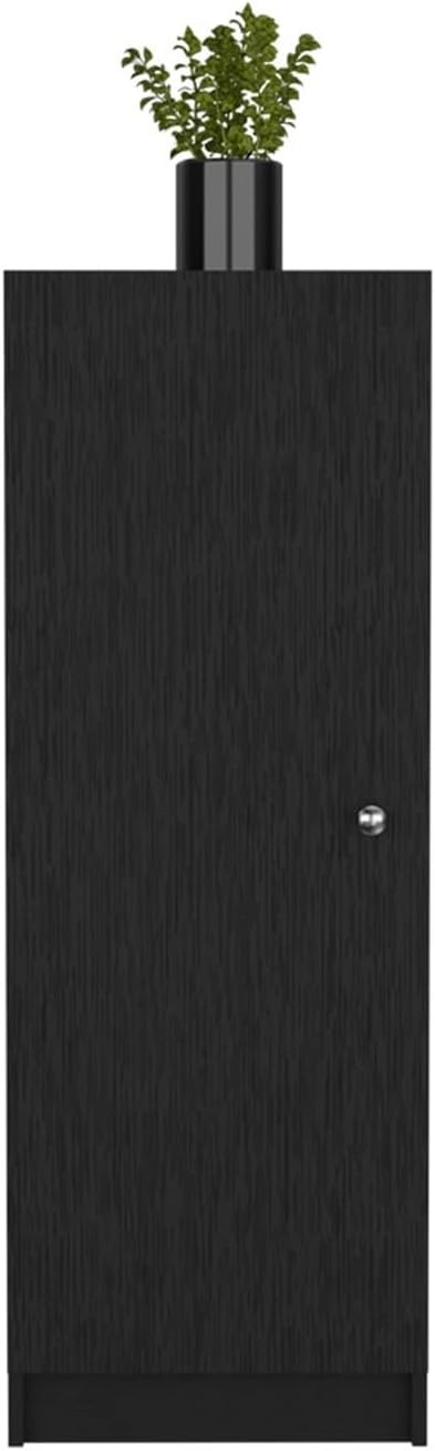 Kitchen Pantry 47" H, One Door Cabinet, Four Interior Shelves, Black ﻿,for Kitchen