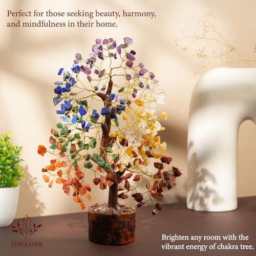 7 Chakra Tree of Life Crystal Tree - Gemstone Healing Tree for Positive Energy, Home Office Crystal Tree Decor, Chakra Crystal Tree Housewarming - Birthday Gifts for Women, Men, Mom, Sister, Friends