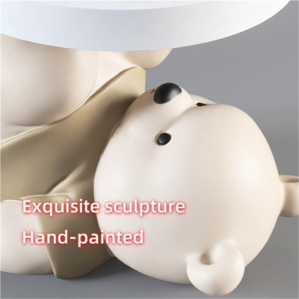 Bear Statue Side Table, Modern Sofa Table, Resin Sculpture Bedside Table, Creative Home Decor, Cute Bedroom Decor, Accent Table for Living Room(Grey)
