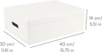 Creative Deco XL White Wooden Box Storage with Hinged Lid | 15.8x11.8x5.5in (+-0.5) | Keepsake with Handles | Gift Box for Tool Dog Toy Kitchen Storage | Wood Chest Trunk
