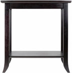 Furnifact Rectangular End Table, Glass Top, Lower Shelf, Flared Legs, Solid Wood Frame, Espresso Finish, Brown