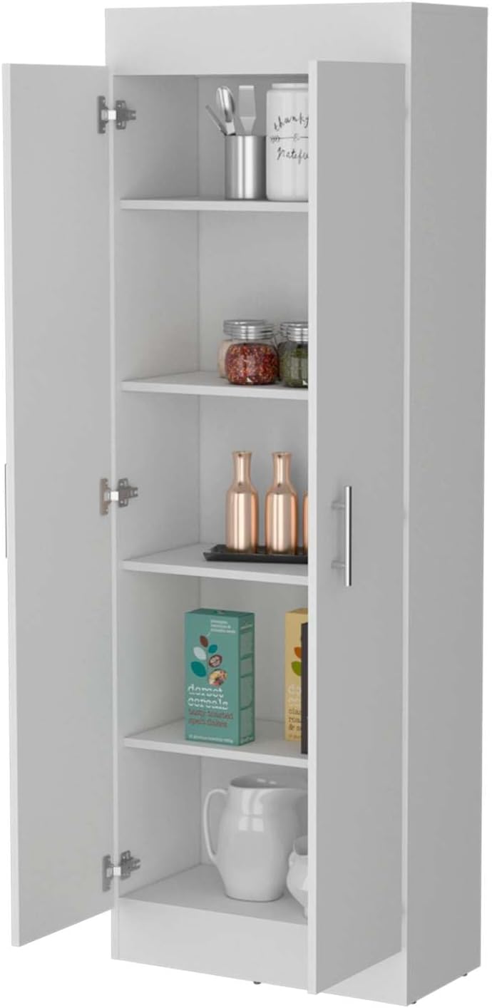 White 5-Shelf Storage Pantry Cabinet