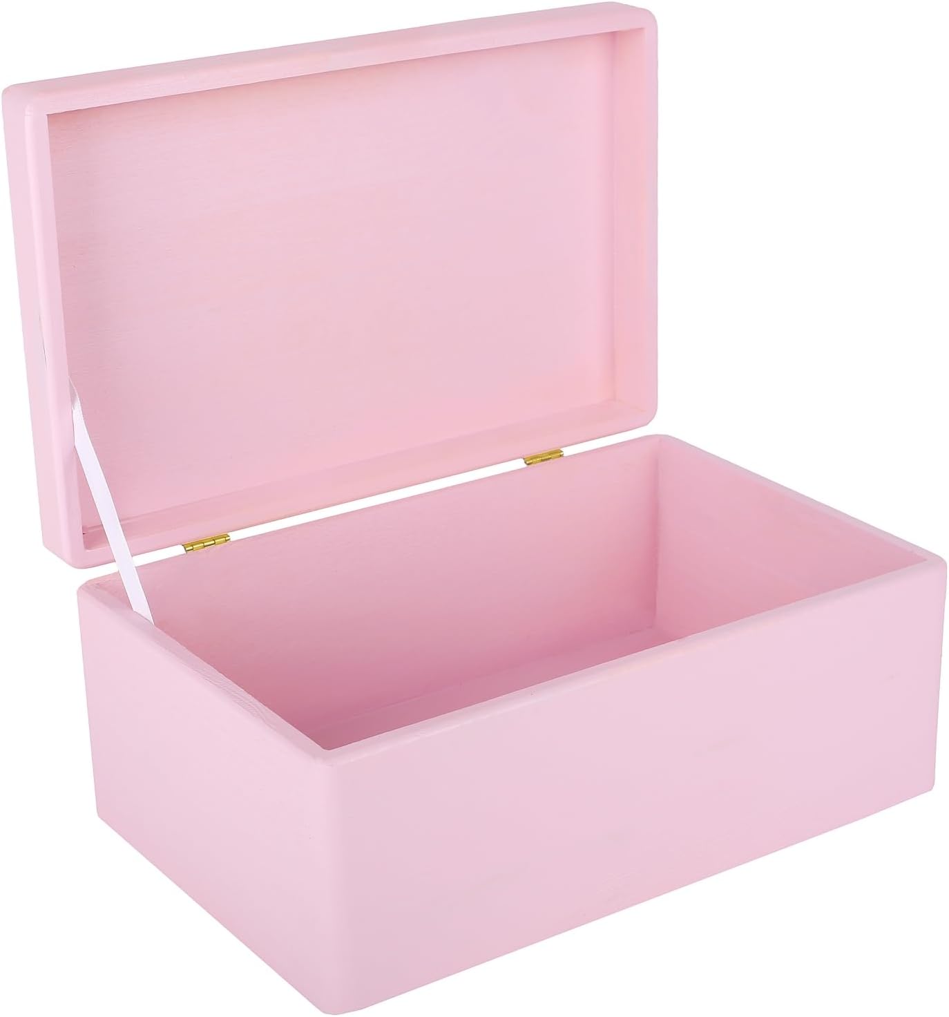 Creative Deco Large Pink Wooden Box Storage with Hinged Lid | 11.8x7.87x5.51in (+-0.5) | Keepsake Gift Box for Tool Dog Toy Kitchen Storage | ROUGH UNSANDED Wood Chest Trunk