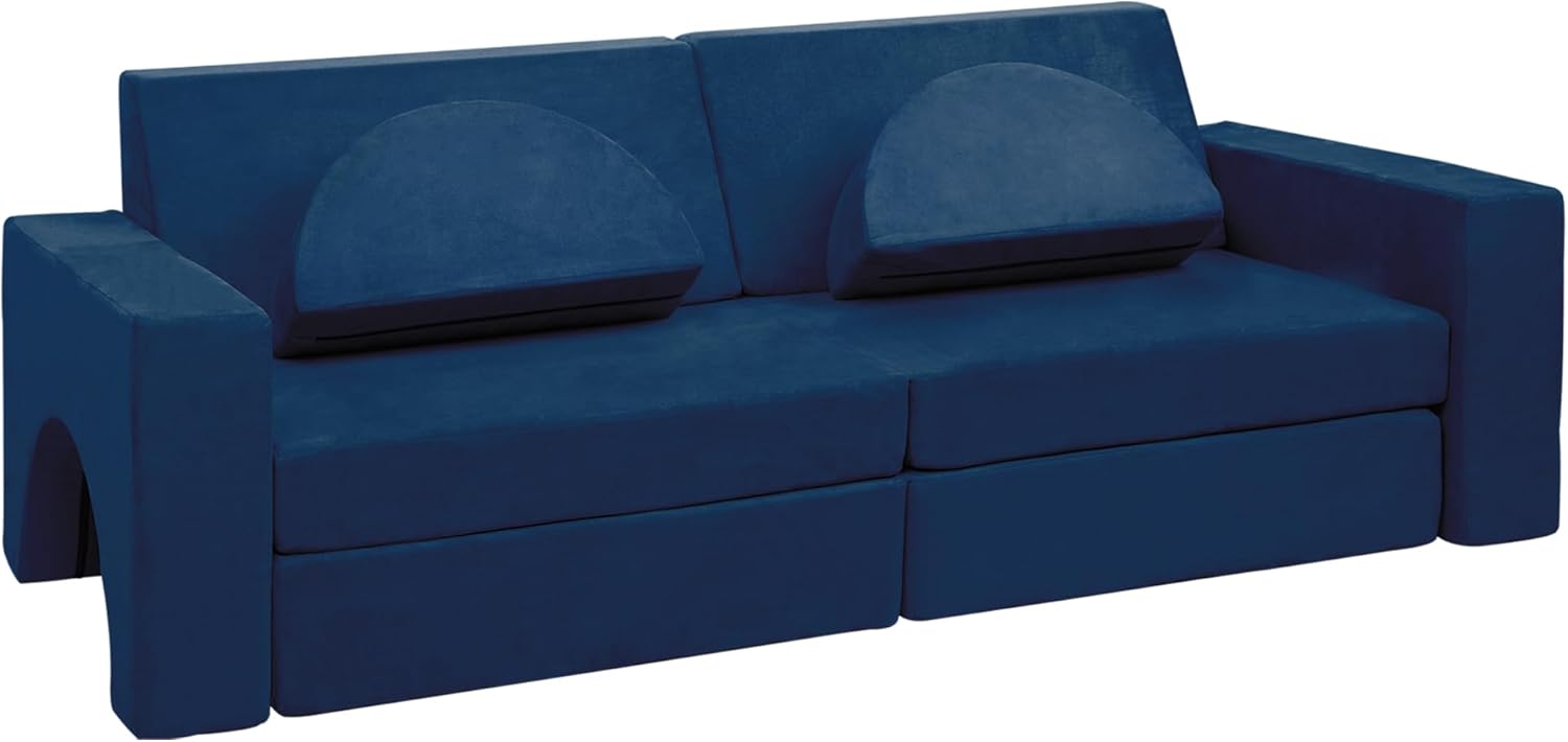 Betterhood Modular Kids Play Couch, 10PCS Child Sectional Sofa Imaginative Furniture Play Set for Creative Kids, Toddler to Teen Bedroom Furniture, Girls and Boys Playroom Convertible Sofa, Blue