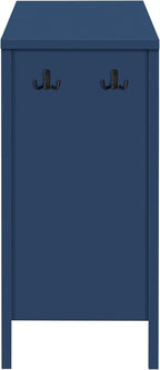 Virubi 55" Sideboard Buffet Cabinet with Storage and Double Hooks, Modern Wood Coffee Bar Cabinet with Open Shelf and 2-Tiers Adjustable Shelves for Living Room, Hallway, Dining, Navy Blue