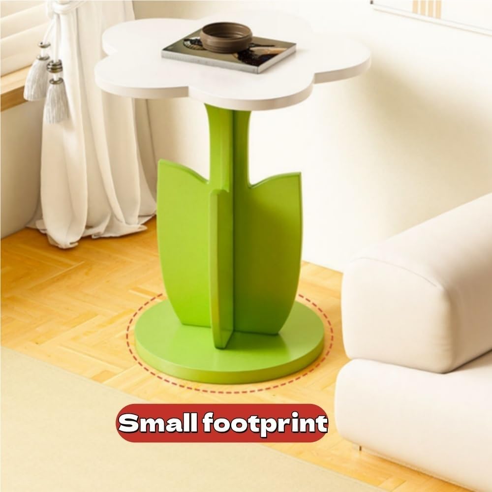 Funky Decorative Flower-Shaped Side Table, Modern Creative Couch Table with Pedestal, Multifunctional End Table for Living Room, Bedroom, Small Spaces(Pink)