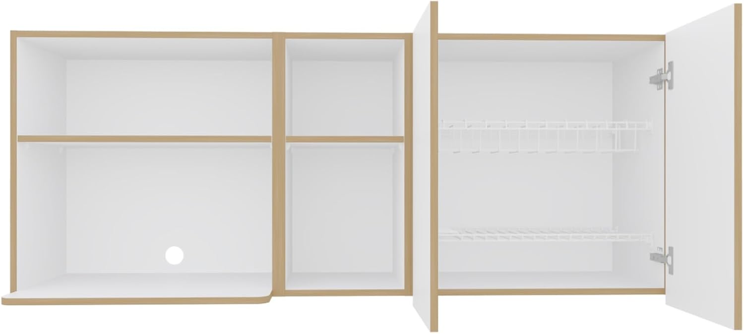 Mid-Century Wall Cabinet, Farmhouse Locker with 2 Doors and 4 Shelves,for Kitchen Home