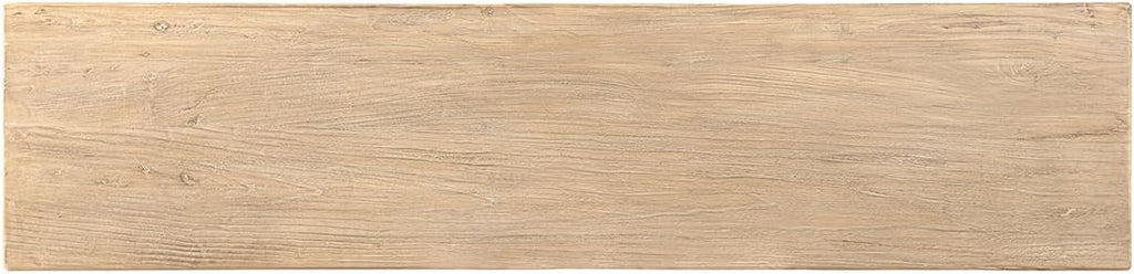 Jennifer Taylor Home Calder 60" Solid Reclaimed Elm Plinth Console Table, Heritage Light Natural Brown Reclaimed Elm