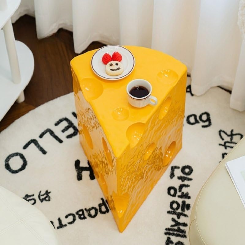 Cheesecake Wedge Side Table Resin Decorative Stool Playful End Table Living Room Pouf Ottoman for Kitchen Playroom Hallway Long Lasting