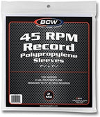 BCW 45 RPM Record Sleeves - 200 Count | Fits Standard 7 Inch Single 45s | Snug-Fit 2 Mil Polypropylene Outer Sleeves | Archival Plastic Covers for Vinyl Record Storage and Protection