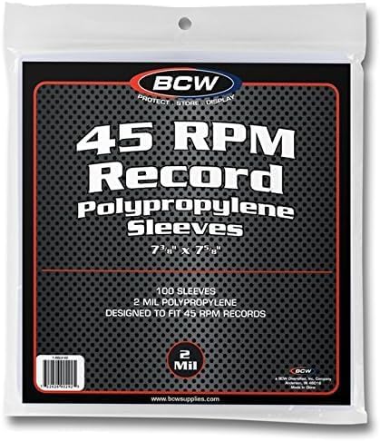 BCW 45 RPM Record Sleeves - 200 Count | Fits Standard 7 Inch Single 45s | Snug-Fit 2 Mil Polypropylene Outer Sleeves | Archival Plastic Covers for Vinyl Record Storage and Protection